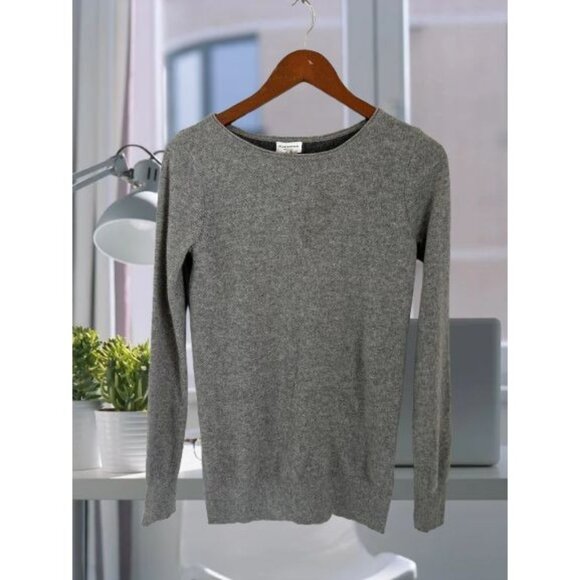 Club Monaco Womens 100% Cashmere Crewneck Color-block Sweater Grey Long Sleeve X - Picture 1 of 7